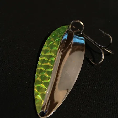Vintage TODDCO Main liner UV, 3/4oz Nickel/Green UV fishing spoon #17843