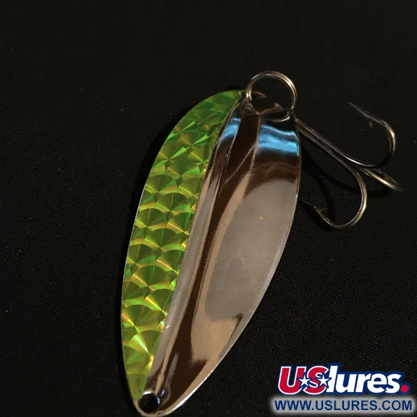 Vintage TODDCO Main liner UV, 3/4oz Nickel/Green UV fishing spoon #17843