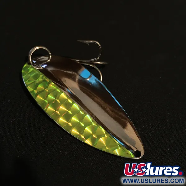 Vintage TODDCO Main liner UV, 3/4oz Nickel/Green UV fishing spoon #17843