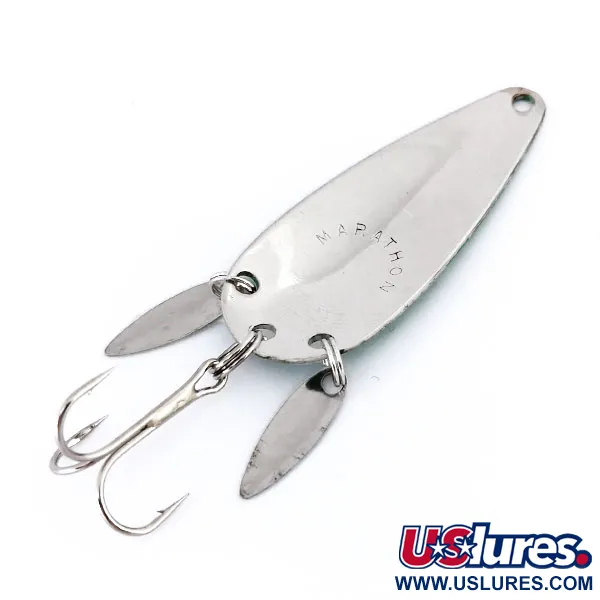 Vintage   Marathon (with sonic blades), 2/5oz Nickel / Green fishing spoon #10006