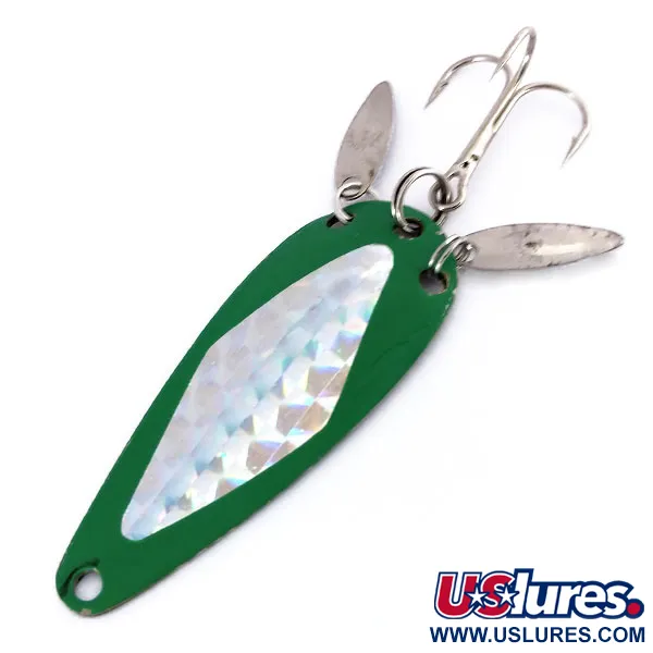 Vintage   Marathon (with sonic blades), 2/5oz Nickel / Green fishing spoon #10006