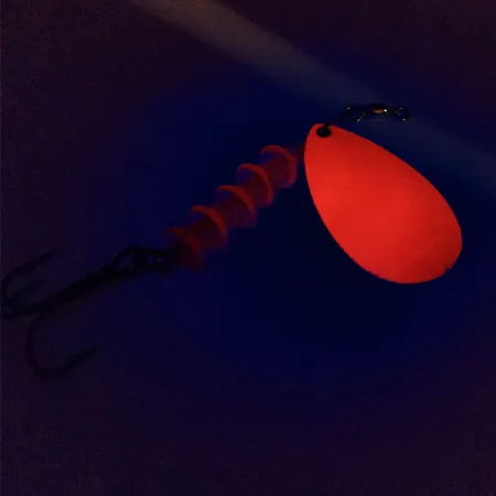 Vintage Luhr Jensen TEE Spoon 5 UV, 2/5oz Nickel / Orange spinning lure #10011