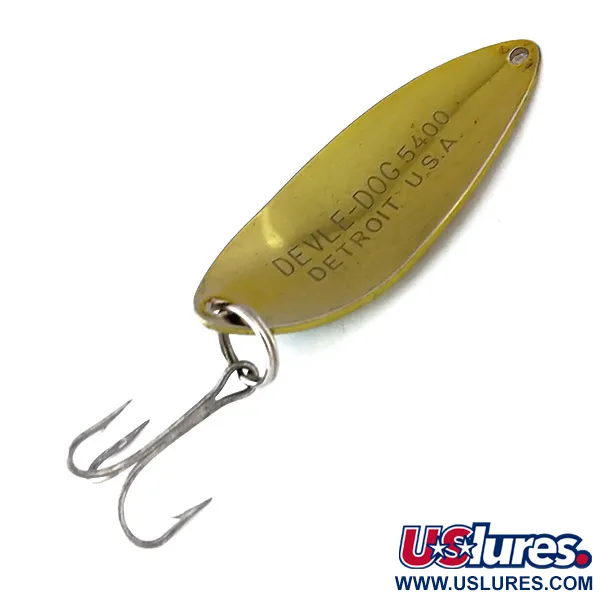 Vintage  Eppinger Dardevle Devle Dog 5400, 1/2oz Gold / Green fishing spoon #10054