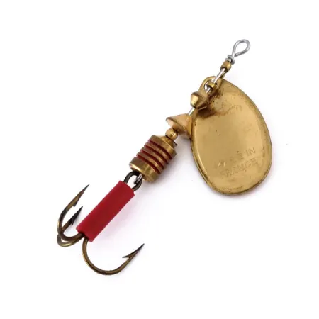 Vintage Mepps Aglia 2, 3/16oz Red / White / Brass spinning lure #10075