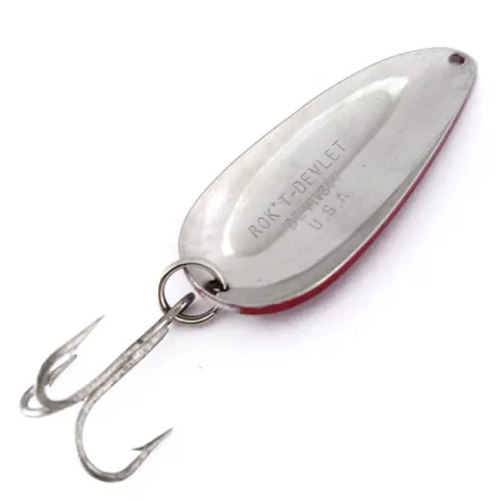 Vintage Eppinger Dardevle Rok't Devlet, 1 1/4oz Red / White / Nickel fishing spoon #10109