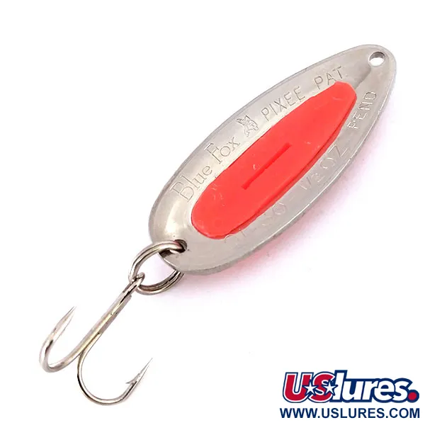 Vintage   Blue Fox Pixee UV, 1/2oz Hammered Nickel / Pink fishing spoon #10112