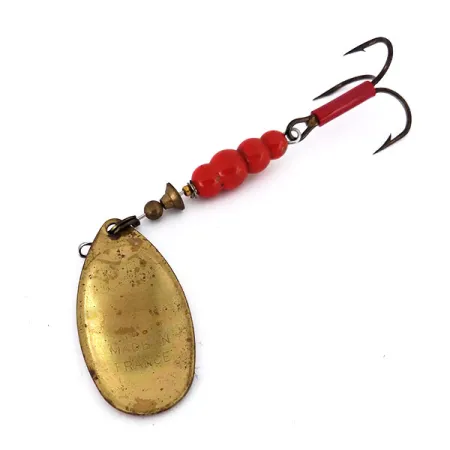 Vintage Mepps Aglia 5, 1/2oz Red / White / Brass spinning lure #10136