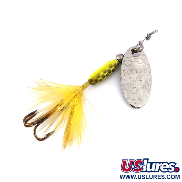 Vintage  Cotton Cordell Cotton Tail 0, 1/16oz Nickel / Yellow spinning lure #10138