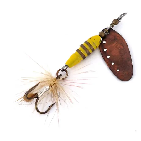 Vintage Myran Tony , 1/4oz Bronze (Brass) / Yellow spinning lure #10144