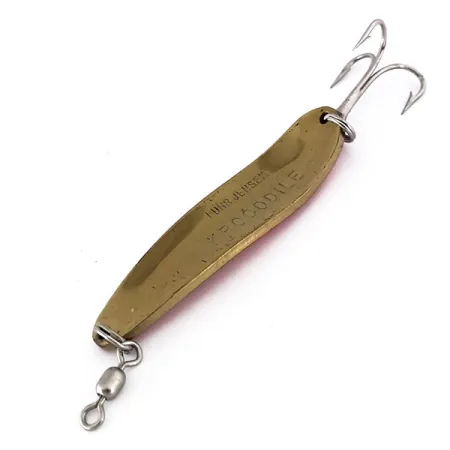 Vintage Luhr Jensen Krocodile Die #4 UV, 3/4oz Gold / Orange fishing spoon #10159