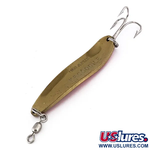 Vintage  Luhr Jensen Krocodile Die #4 UV, 3/4oz Gold / Orange fishing spoon #10159