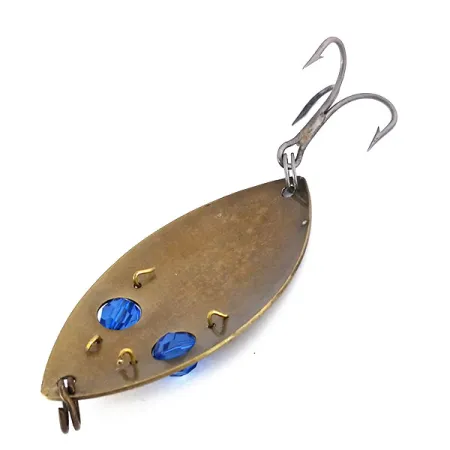 Vintage Gibbs One Eye Wiggler, 1 1/4oz Bronze (Brass) / Blue fishing spoon #10169