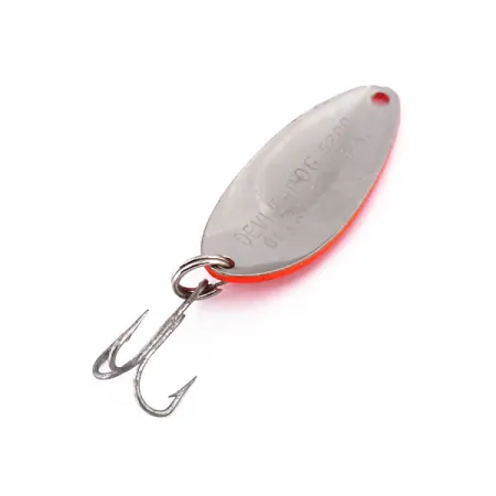 Eppinger Dardevle Devle Dog 5200 UV, 1/4oz Fluorescent Red / Nickel / Red Glitter fishing spoon #10212