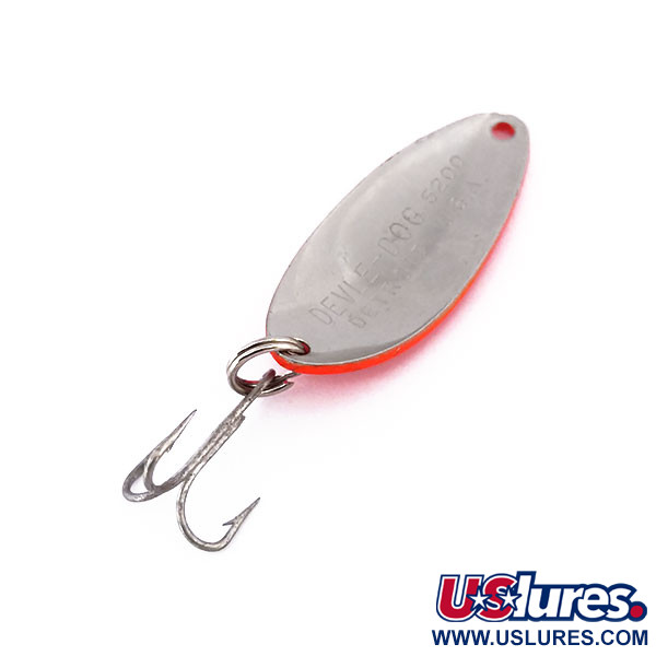  Eppinger Dardevle Devle Dog 5200 UV, 1/4oz Fluorescent Red / Nickel / Red Glitter fishing spoon #10212