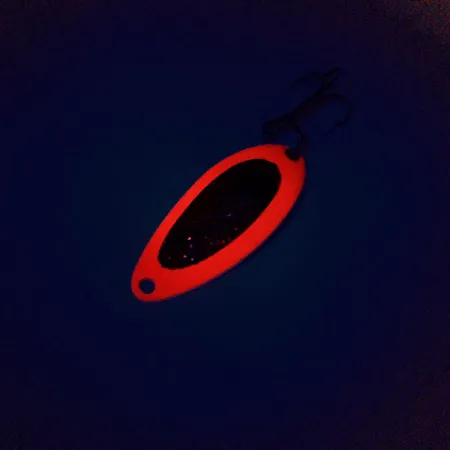Eppinger Dardevle Devle Dog 5200 UV, 1/4oz Fluorescent Red / Nickel / Red Glitter fishing spoon #10212