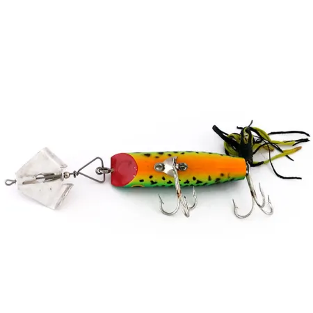 Vintage Fred Arbogast Sputterbuzz, 1/3oz Fire Tiger fishing lure #10222