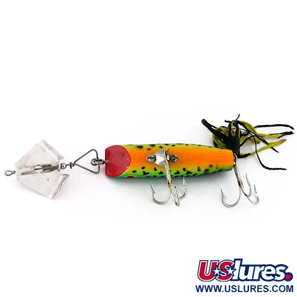 Vintage Fred Arbogast Sputterbuzz, 1/3oz Fire Tiger fishing lure #10222