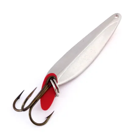 Vintage Bay de Noc Swedish pimple 6, 1/2oz Nickel / Orange fishing spoon #10291
