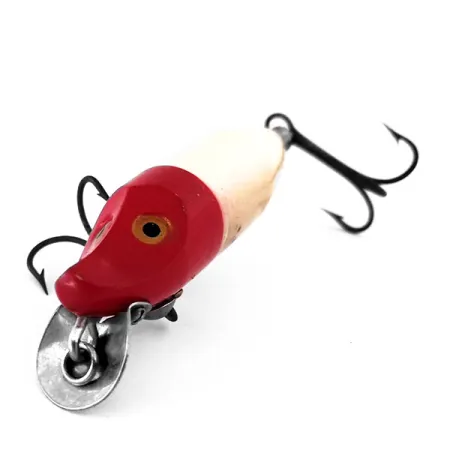 Vintage Heddon Floating River Runt Spook, 2/5oz Red / White fishing lure #10313