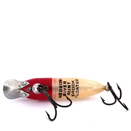 Vintage Heddon Floating River Runt Spook, 2/5oz Red / White fishing lure #10313