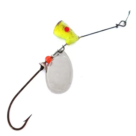 Vintage Other Tiny Teaser Royal Canadian, 3/5oz Nickel / Yellow spinning lure #10348