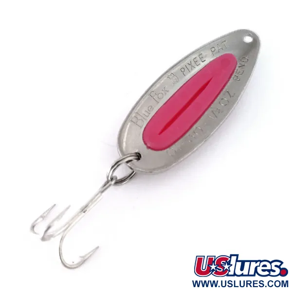Vintage   Blue Fox Pixee UV, 1/2oz Hammered Nickel / Pink fishing spoon #10358