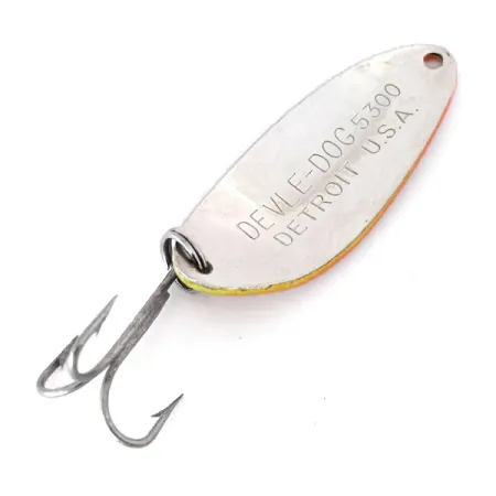 Eppinger Dardevle Devle Dog 5300 UV, 1/3oz Yellow / Orange / Nickel fishing spoon #10361