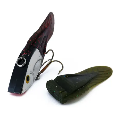 Vintage Berkley PowerBait Power Rattle (Replaceable fins), 1/2oz Silver / Red / Green fishing lure #10399