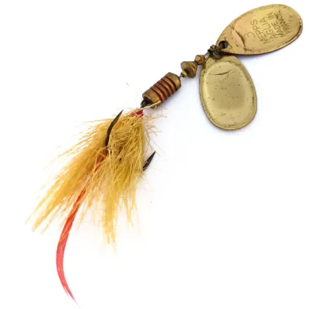 Vintage Mepps Double Blade Aglia 3 Dressed, 1/3oz Gold / Red spinning lure #10403