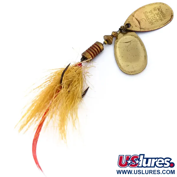 Vintage   Mepps Double Blade Aglia 3 Dressed, 1/3oz Gold / Red spinning lure #10403