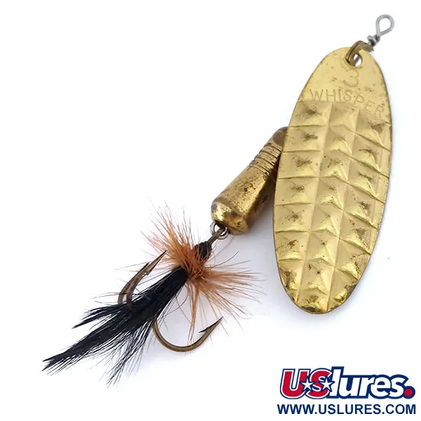 Vintage   Blue Fox Whisper 3, 2/5oz Gold spinning lure #10404