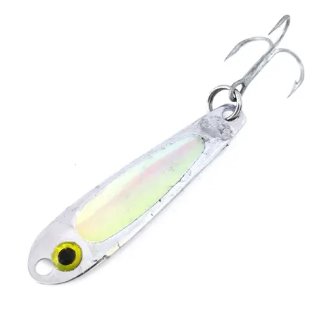 Vintage Hopkins Smoothie Jig Lure UV Glow, 2/5oz Green / Pink / Nickel fishing spoon #10424