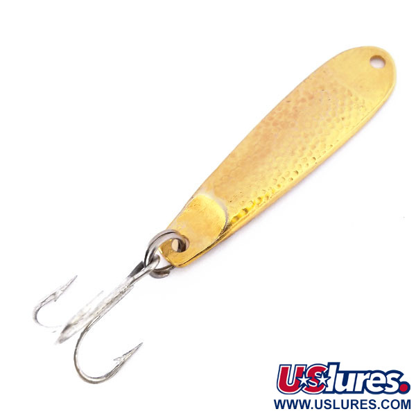Vintage Hopkins Shorty 45 Jig Lure, 1/2oz Hammered Gold fishing spoon #10426