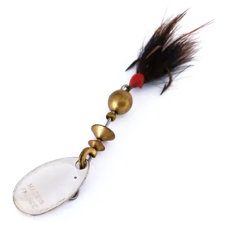 Vintage Mepps Aglia 0 dressed (squirrel tail), 3/32oz Silver spinning lure #10429