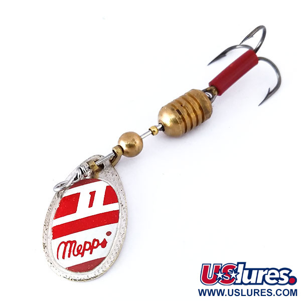 Vintage   Mepps Aglia 1, 1/8oz Silver / Red / White spinning lure #10436