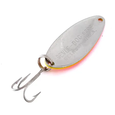 Eppinger Dardevle Devle Dog 5200 UV, 1/4oz Yellow / Orange / Nickel fishing spoon #10450