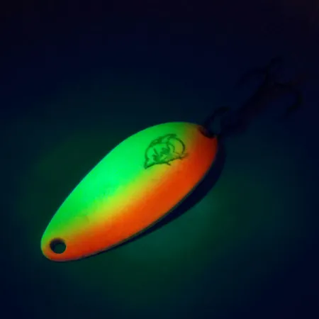 Eppinger Dardevle Devle Dog 5200 UV, 1/4oz Yellow / Orange / Nickel fishing spoon #10450
