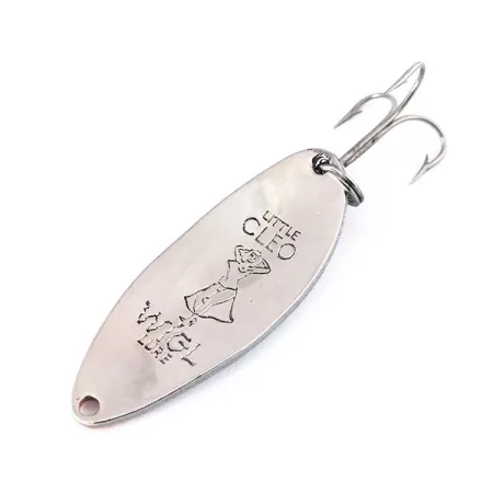 Vintage Seneca Little Cleo (Hula Girl), 2/3oz White Pearl / Orange / Nickel fishing spoon #10461