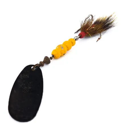 Vintage Mepps Black Fury 5 Dressed, 1/2oz Black / Yellow spinning lure #10474