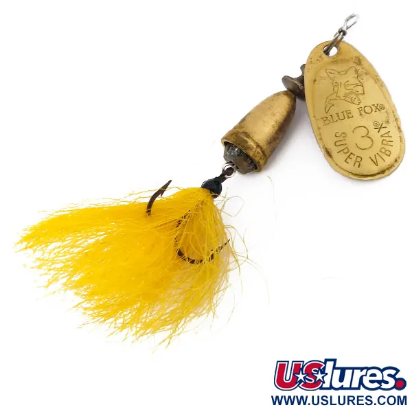 Vintage   Blue Fox Super Vibrax 3 Foxtail, 1/4oz Brass spinning lure #10475