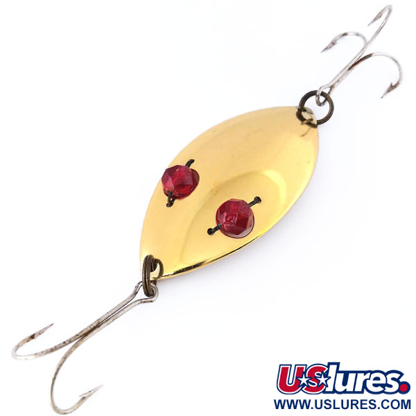 Vintage  Hofschneider Red Eye Wiggler, 1oz Gold fishing spoon #10584
