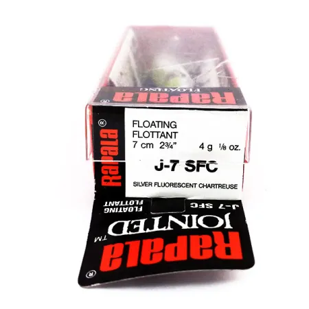 Rapala Jointed J7, 1/8oz SFC Chartreuse fishing lure #10598