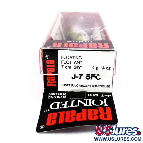Rapala Jointed J7, 1/8oz SFC Chartreuse fishing lure #10598