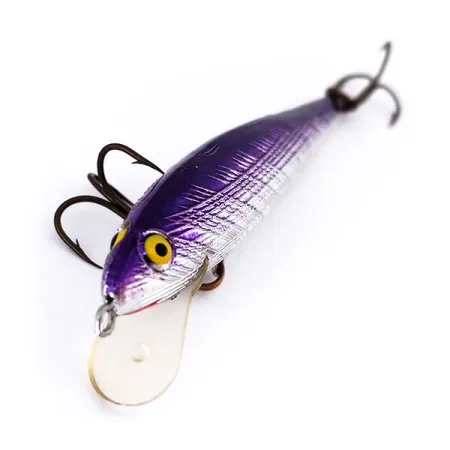 Vintage Norman Minnow Floater, 3/16oz Silver / purple fishing lure #10603