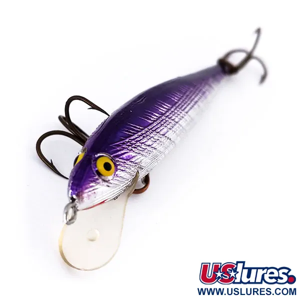 Vintage Norman Minnow Floater, 3/16oz Silver / purple fishing lure #10603