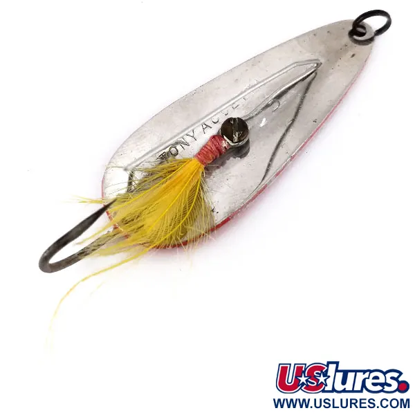 Vintage   Tony Accetta Weed Doger, 1/3oz Red / White / Nickel fishing spoon #10607