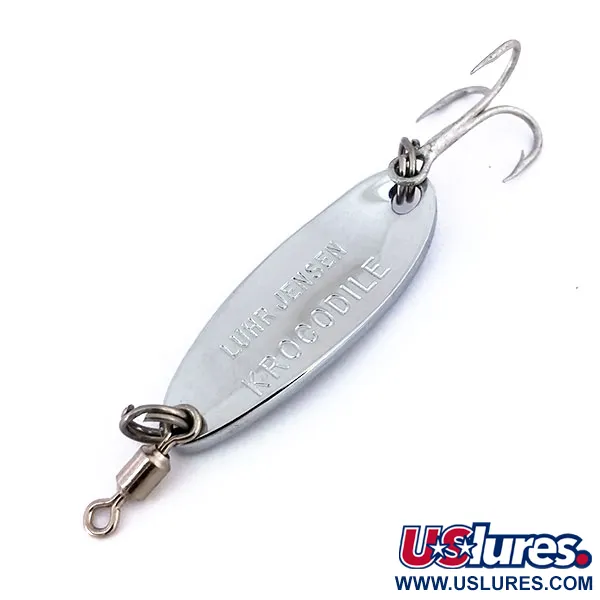 Vintage  Luhr Jensen Krocodile, 1/4oz Nickel / Blue fishing spoon #10608