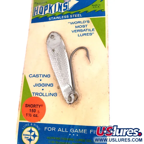 Hopkins shorty 150 Jig Lure, 1 1/2oz Hammered Nickel fishing spoon #10617