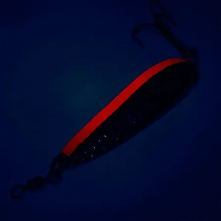 Vintage Luhr Jensen Krocodile Die #4, 1/2oz Hammered Nickel / Orange fishing spoon #10625