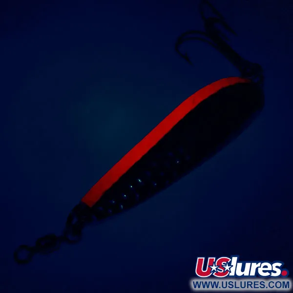 Vintage  Luhr Jensen Krocodile Die #4, 1/2oz Hammered Nickel / Orange fishing spoon #10625